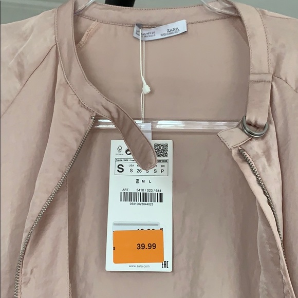 Zara silk bomber jacket in blush NWT - Picture 2 of 2